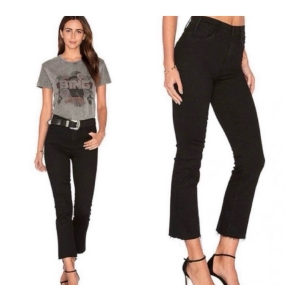 MOTHER Not Guilty Black Hustler Ankle Fray Jeans